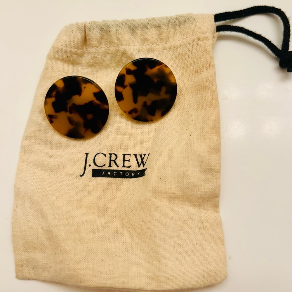 J.crew Round Tortoiseshell  Earrings - Amber & Black